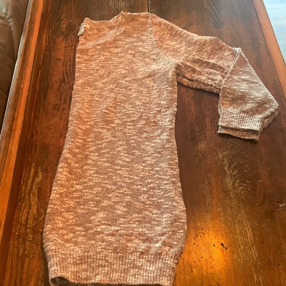 Old Navy Womens 3/4 Sleeve Sweater Tan White Marled Print Size Medium